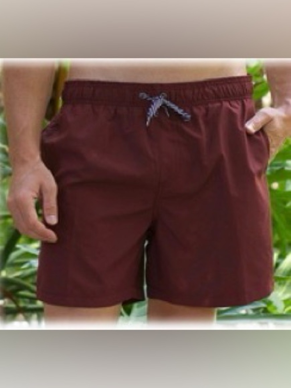 Island Haze Men's Maroon Swim Trunks with Drawcord 16.5” Outseam 5.5” Inseam